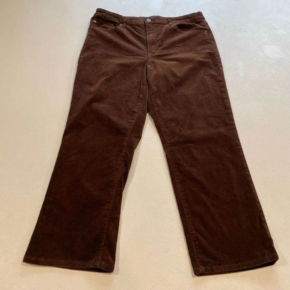 Tommy Hilfiger Brown Corduroy Pants Size 14 Tribeca Straight Ankle Classic Fit